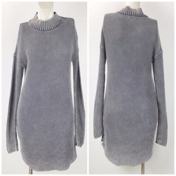 One Teaspoon XS NWOT Women Gray Knit Mock Long Sleeve Sweater Dress - Picture 1 of 7